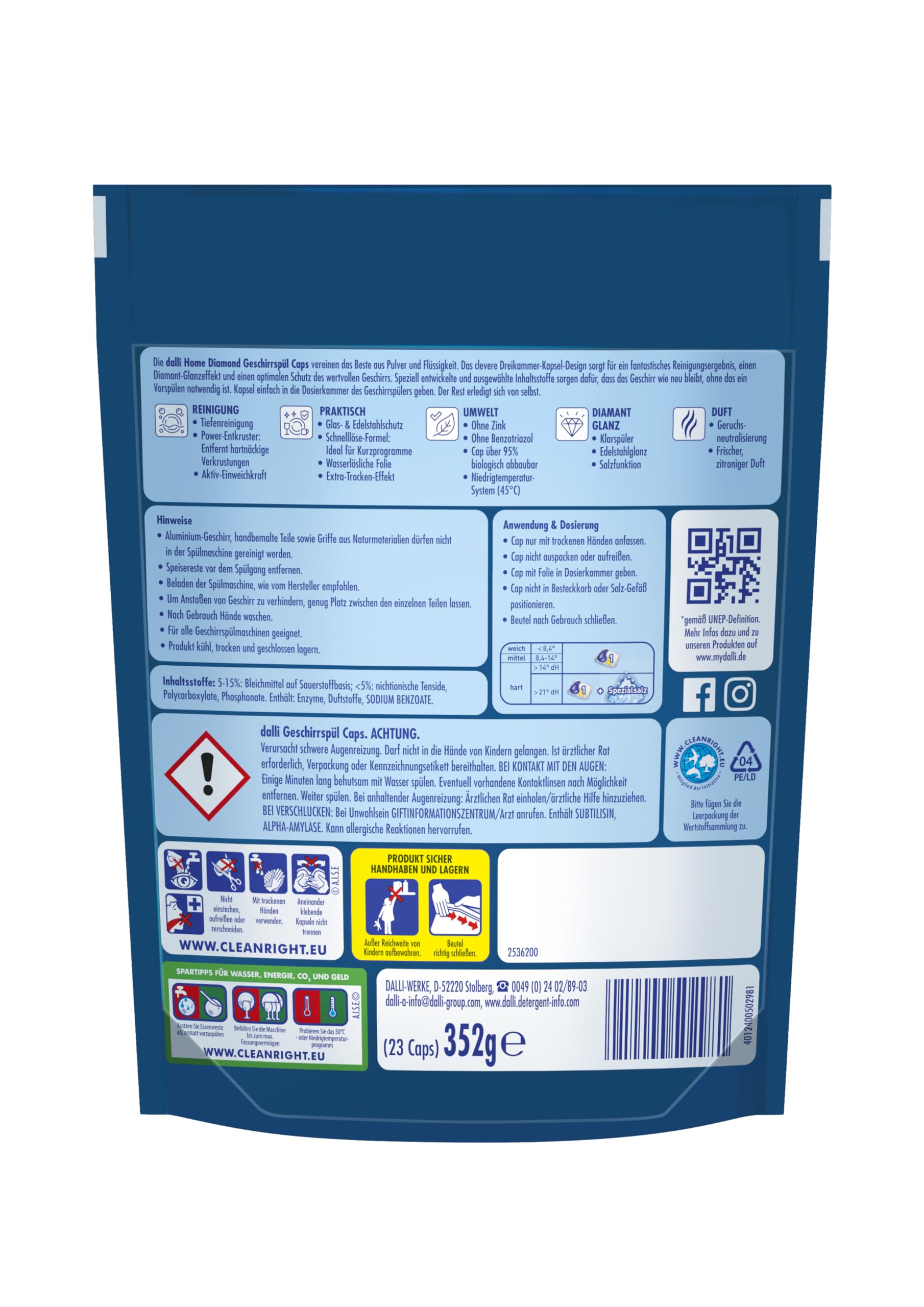 dalli-diamond-geschirrsp-l-caps-all-in-1-23-sp-lmaschinentabs-mit-zitrusduft image 2