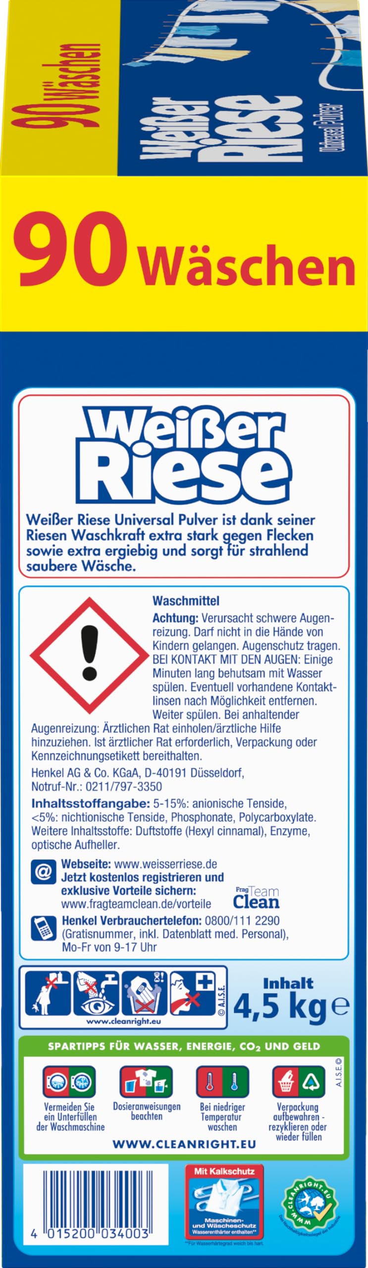 wei-er-riese-universal-pulver-90-waschladungen-vollwaschmittel image 2