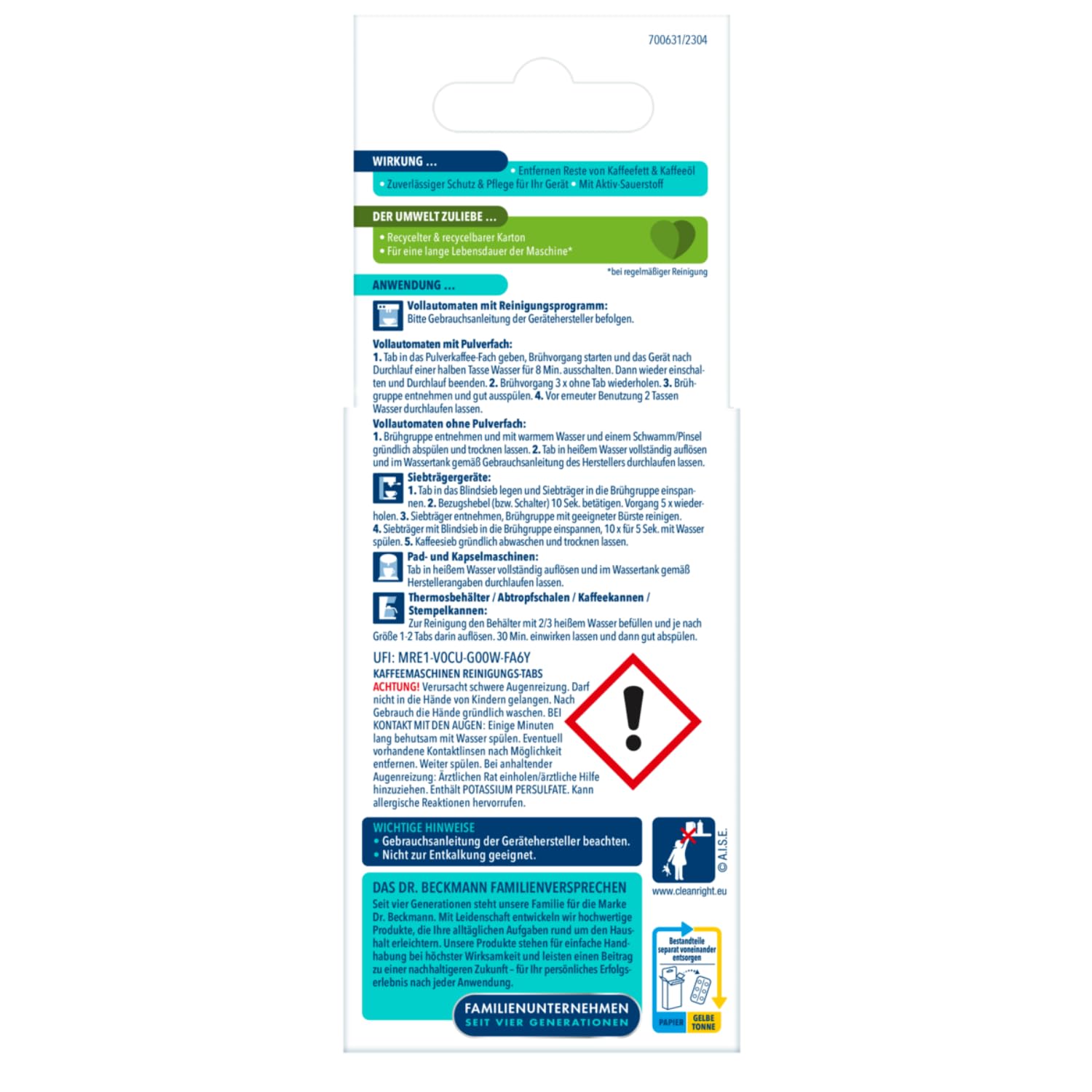dr-beckmann-kaffeemaschinen-reinigungstabs-6-tabs-mit-aktiv-sauerstoff image 2
