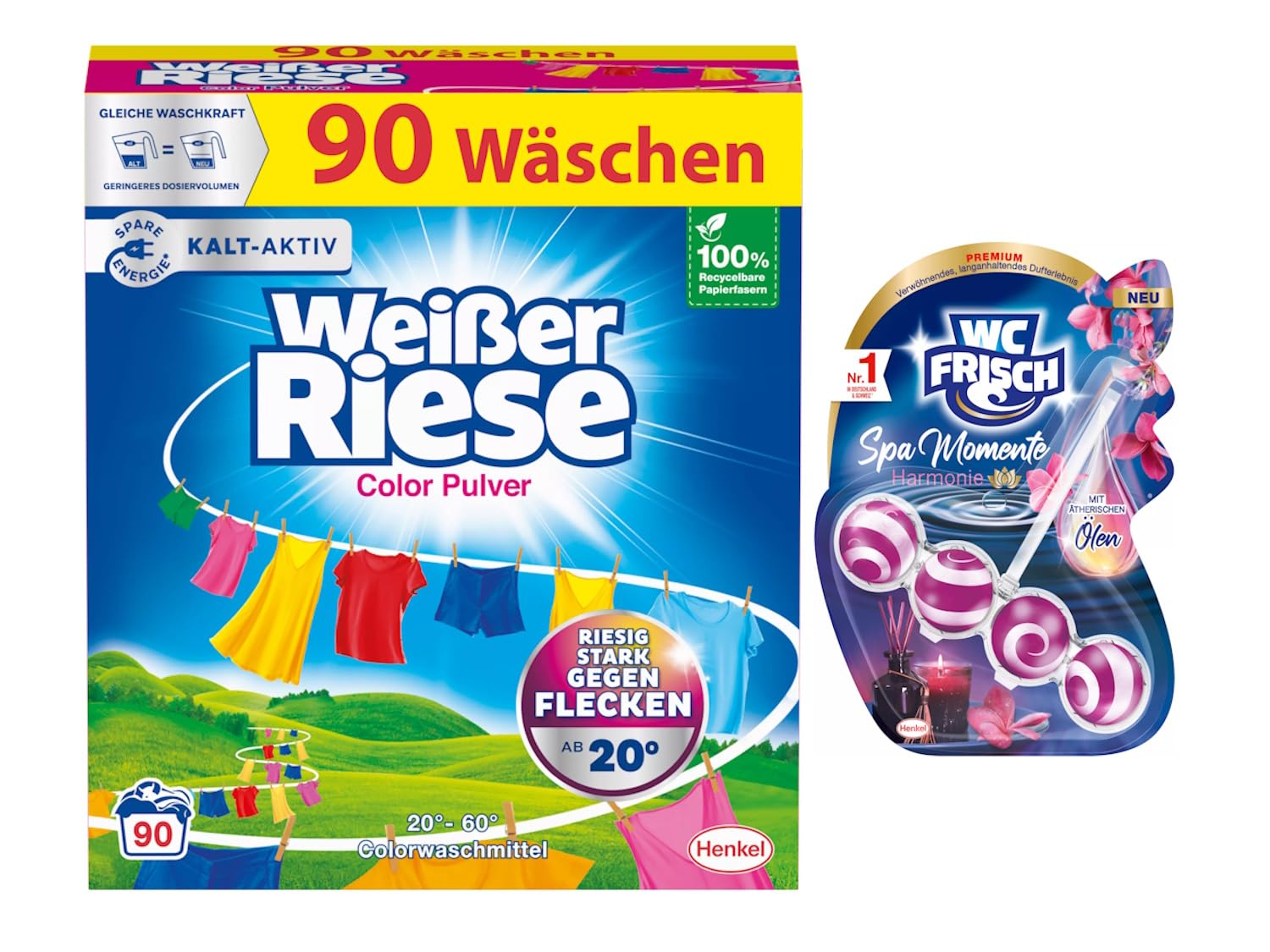 wei-er-riese-color-pulver-colorwaschmittel-90-waschladungen-wc-frisch-probe image 1