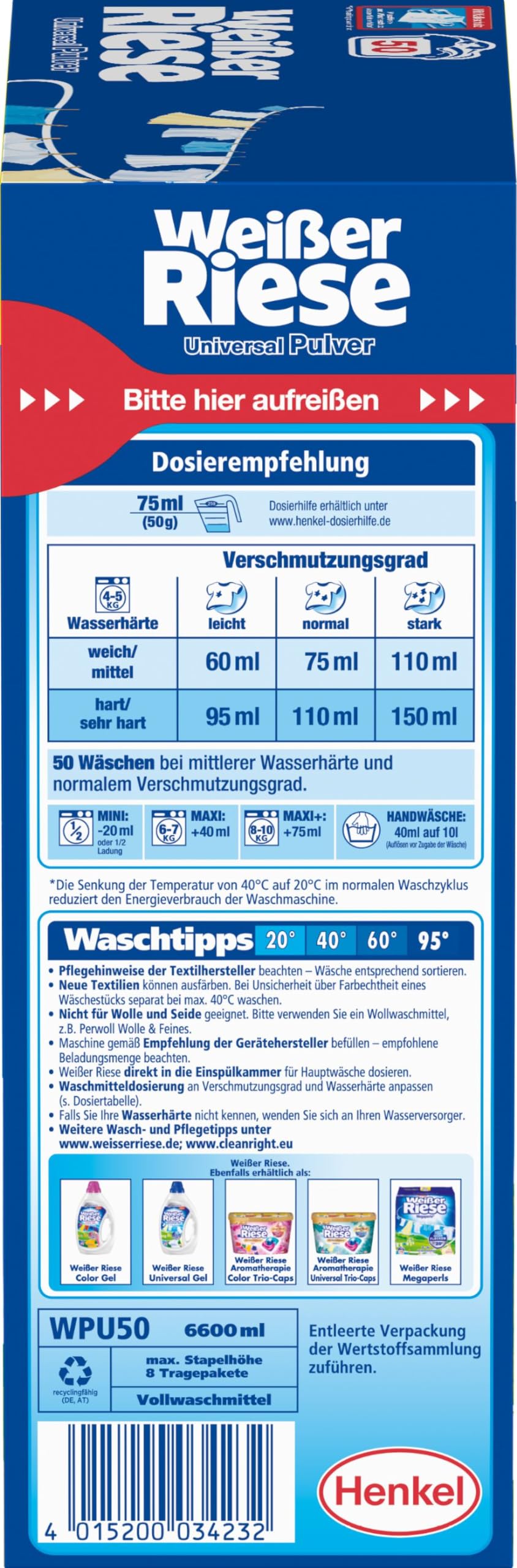 wei-er-riese-universal-waschpulver-50-waschladungen-2-5-kg image 2
