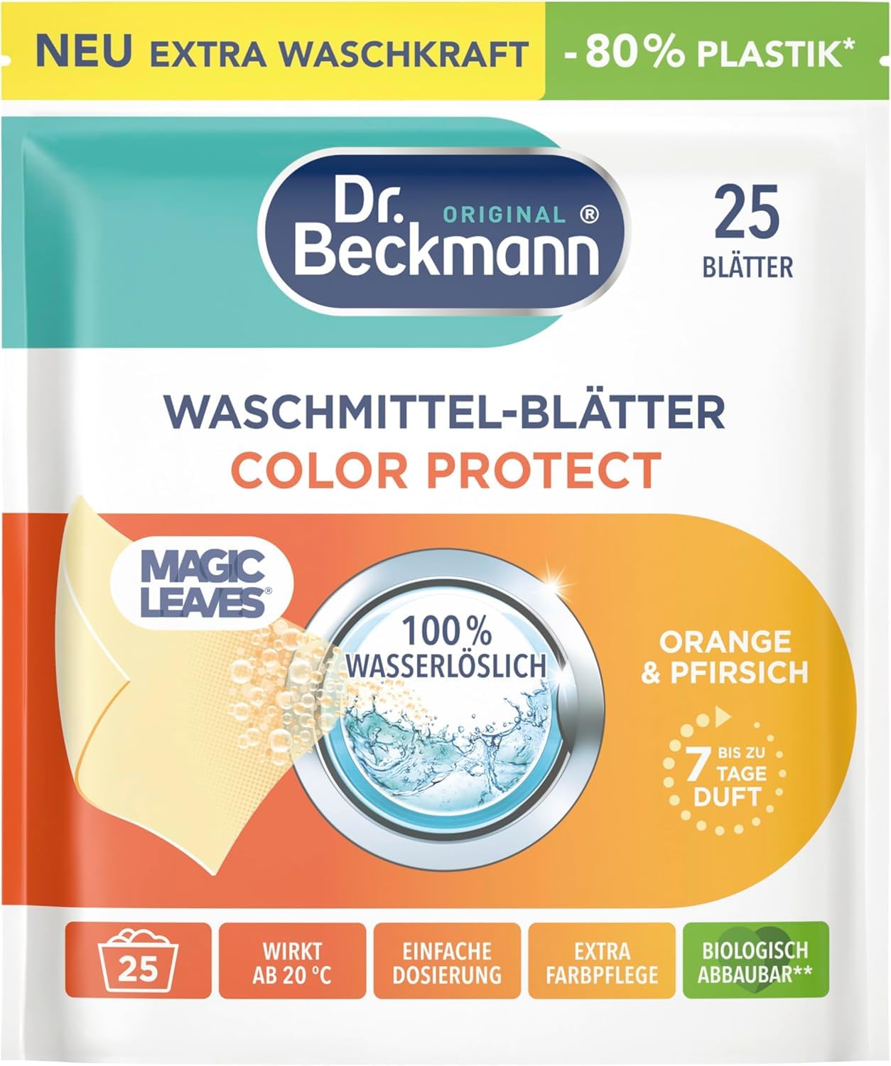 dr-beckmann-waschmittel-bl-tter-color-orange-pfirsich-25-bl-tter image 1